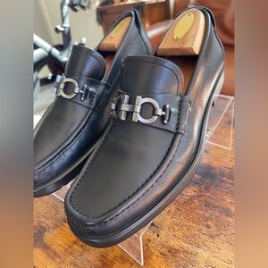 SALVATORE FERRAGAMO "Master" Black Loafers Size US 8 EEE MS35478 Made in Italy